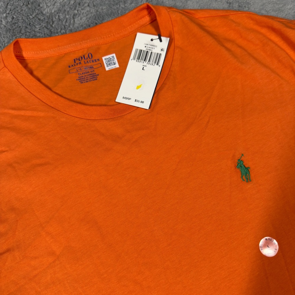 Polo Ralph Lauren T-Shirt Mens L Orange Classic Fit Crewneck 710671426313 NEW